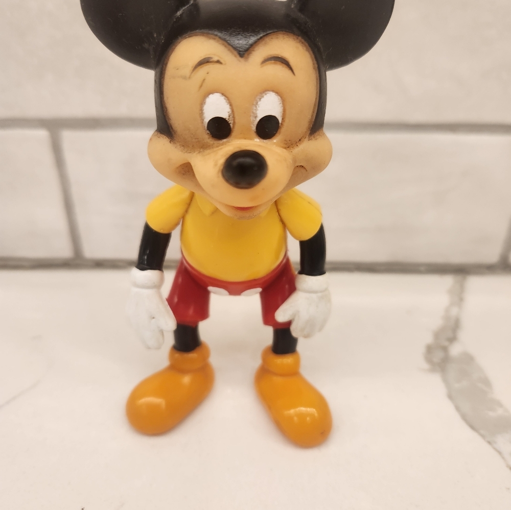 Vintage Mickey Mouse 5.5" Tall Walt Disney Production‎ Figure Toy Rubber Face